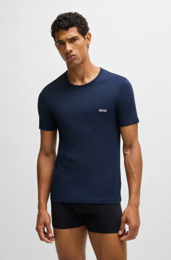 HUGO BOSS Roupa Interior | Artigos Essenciais>Pack De Três T-shirts Com Logótipo Bordado Em Algodão