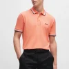 HUGO BOSS Polos>Paddy Polo Em Piqué De Algodão Com Logótipo Contrastante