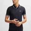 HUGO BOSS Polos>Paddy Polo Em Piqué De Algodão Com Logótipo Contrastante