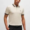 HUGO BOSS Polos>Paddy Polo Em Piqué De Algodão Com Logótipo Contrastante