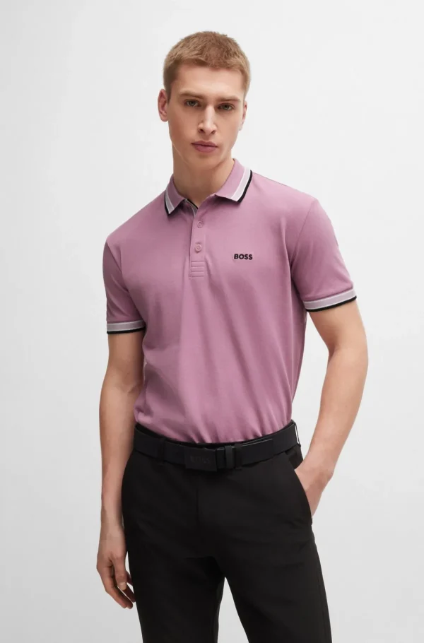 HUGO BOSS Polos>Paddy Polo Em Piqué De Algodão Com Logótipo Contrastante