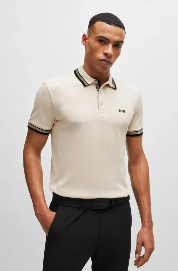 HUGO BOSS Polos>Paddy Polo Em Piqué De Algodão Com Logótipo Contrastante