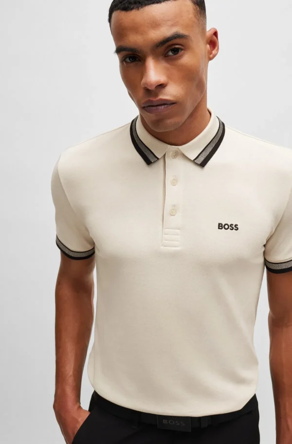 HUGO BOSS Polos>Paddy Polo Em Piqué De Algodão Com Logótipo Contrastante