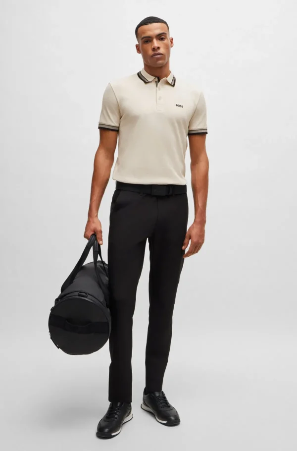 HUGO BOSS Polos>Paddy Polo Em Piqué De Algodão Com Logótipo Contrastante