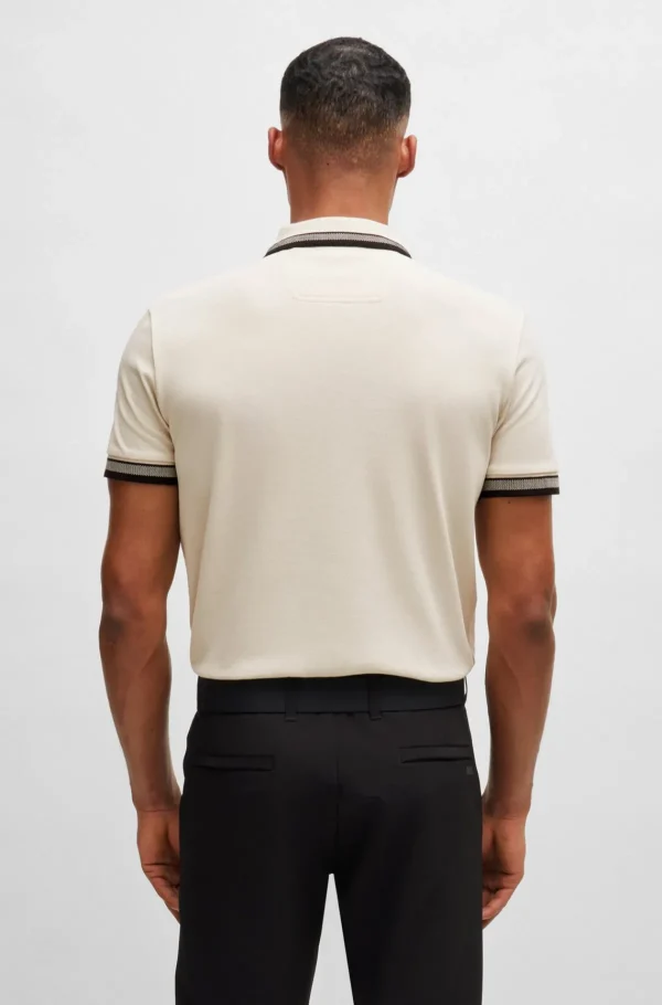 HUGO BOSS Polos>Paddy Polo Em Piqué De Algodão Com Logótipo Contrastante