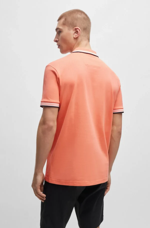 HUGO BOSS Polos>Paddy Polo Em Piqué De Algodão Com Logótipo Contrastante