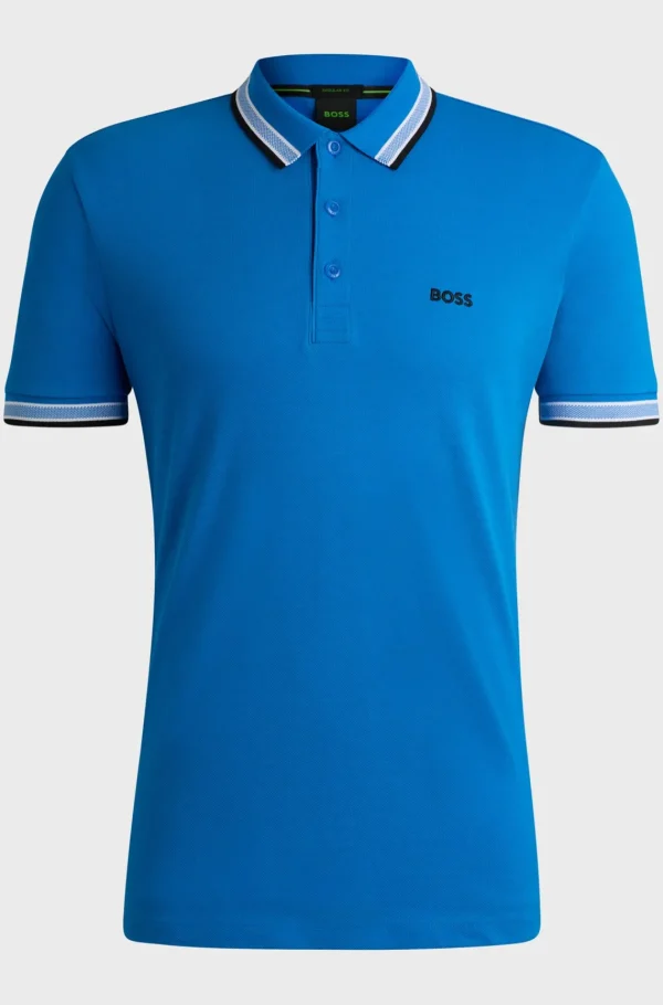 HUGO BOSS Golfe>Paddy Polo Em Piqué De Algodão Com Logótipo Contrastante