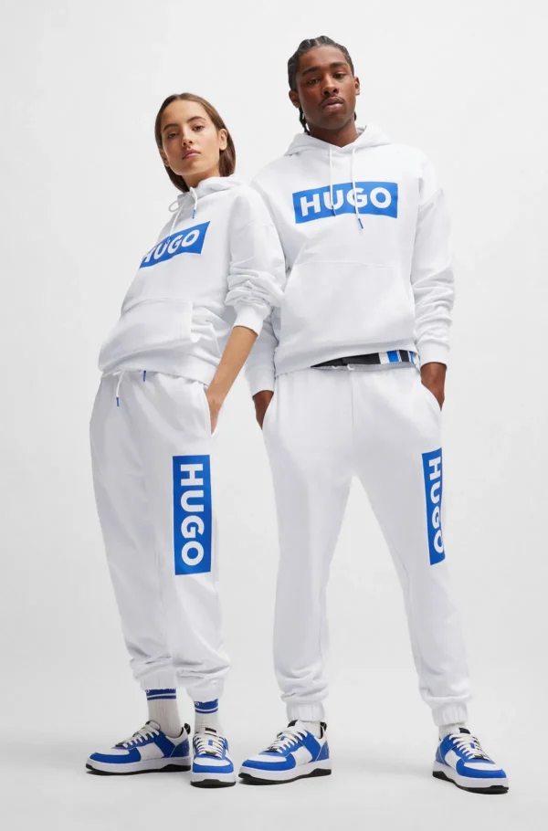 HUGO BOSS Sweats E Hoodies>Partes De Baixo De Fato De Treino Em Felpo De Algodão Com Estampado De Logótipo