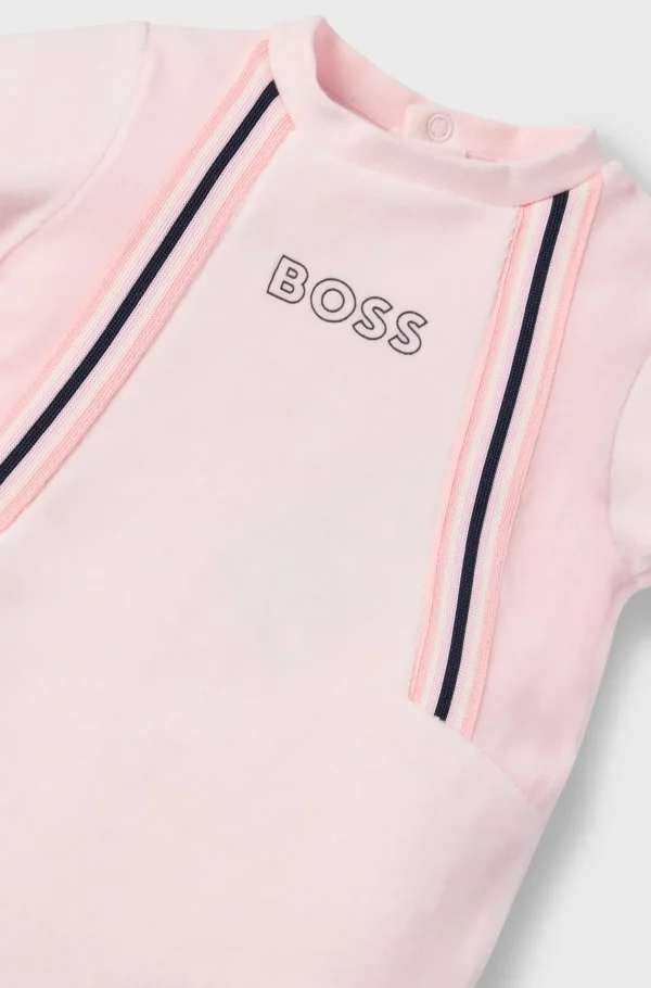 Crianças HUGO BOSS Partes De Cima Para Rapariga | Partes De Baixo Para Rapariga>Pijama Para Bebé Em Veludo De Mistura De Algodão Com Logótipo Estampado