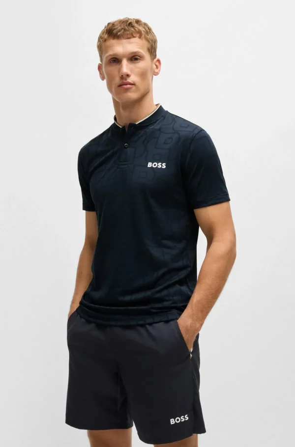 HUGO BOSS Ténis E Padel>Polo BOSS X Matteo Berrettini Em Jacquard De Malha Com Monograma