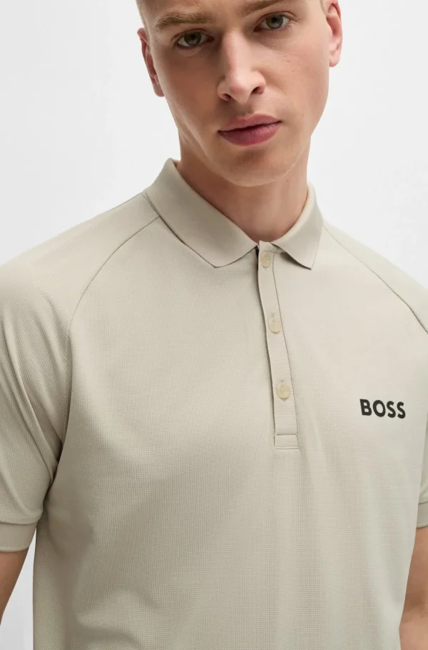 HUGO BOSS Ténis E Padel | Polos>Polo BOSS X Matteo Berrettini Em Tecido Com Estrutura Waffle