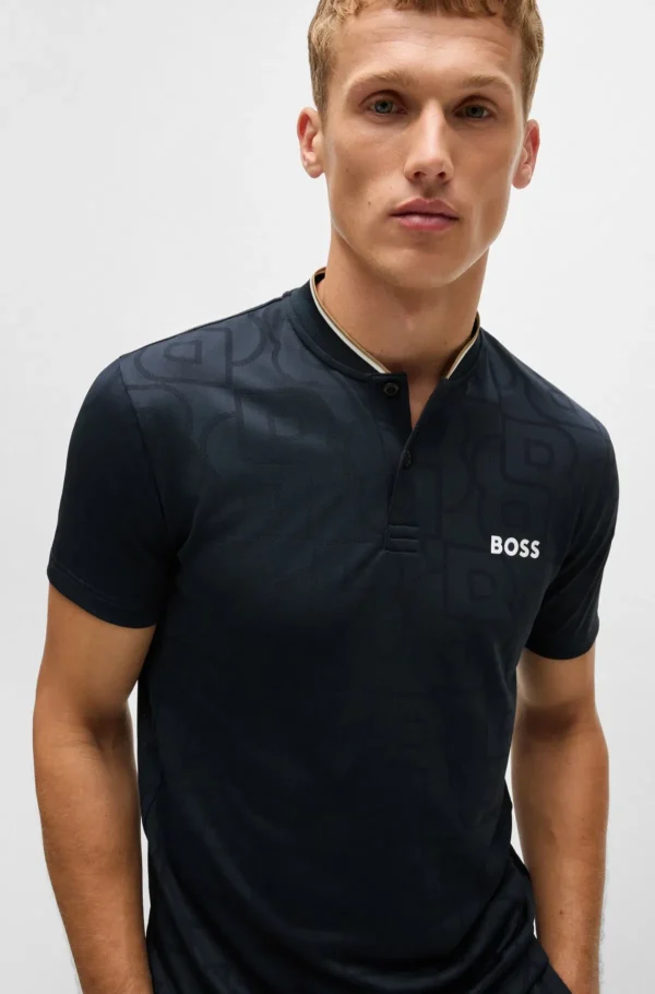 HUGO BOSS Ténis E Padel>Polo BOSS X Matteo Berrettini Em Jacquard De Malha Com Monograma