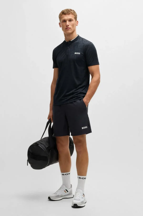 HUGO BOSS Ténis E Padel>Polo BOSS X Matteo Berrettini Em Jacquard De Malha Com Monograma