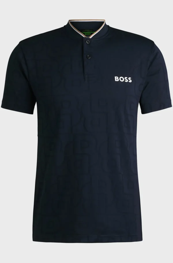 HUGO BOSS Ténis E Padel>Polo BOSS X Matteo Berrettini Em Jacquard De Malha Com Monograma