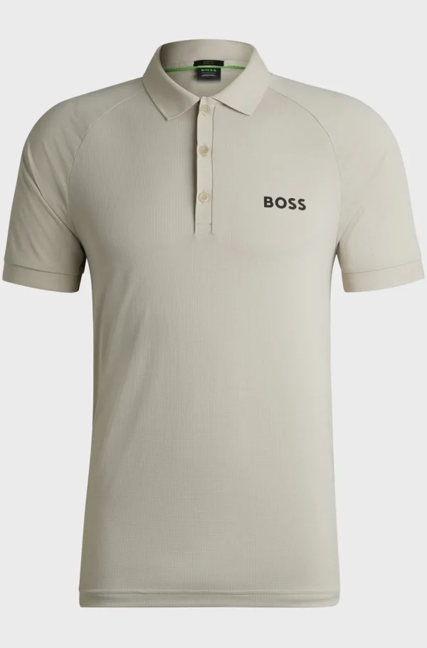 HUGO BOSS Ténis E Padel | Polos>Polo BOSS X Matteo Berrettini Em Tecido Com Estrutura Waffle