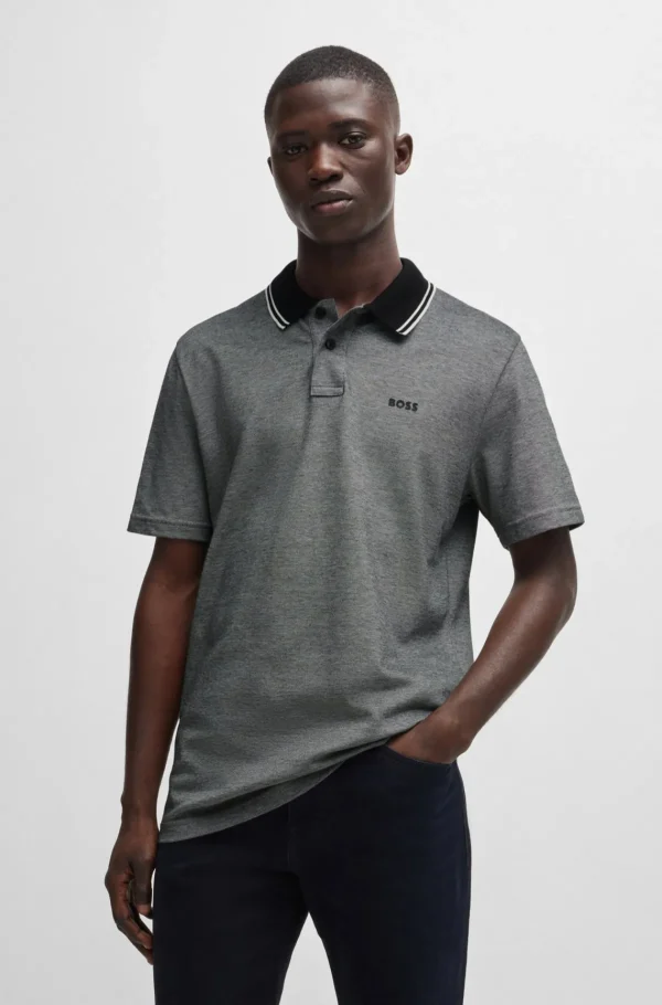 HUGO BOSS Polos>Polo Com Estampado De Logótipo Em Piqué De Algodão Oxford