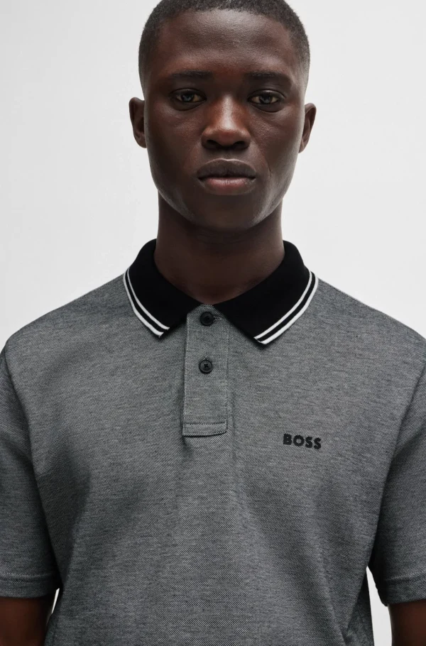 HUGO BOSS Polos>Polo Com Estampado De Logótipo Em Piqué De Algodão Oxford