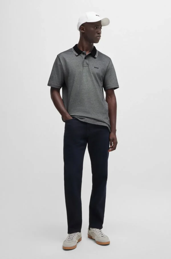 HUGO BOSS Polos>Polo Com Estampado De Logótipo Em Piqué De Algodão Oxford