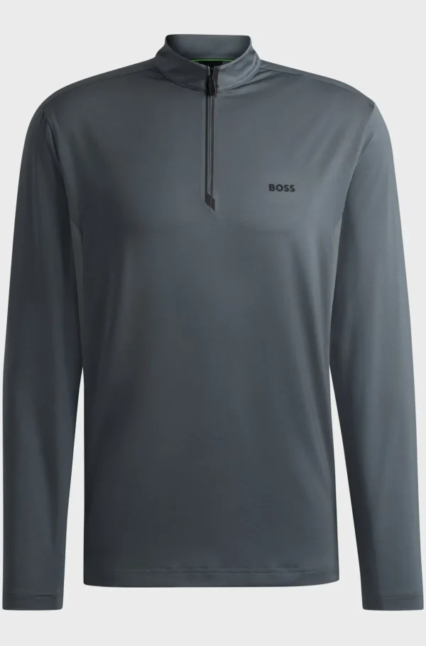 HUGO BOSS Golfe | Polos>Polo Com Fecho Com Logótipo Refletor Decorativo