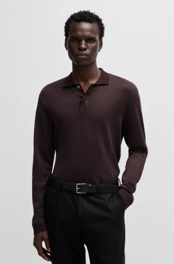 HUGO BOSS Polos>Polo De Ajuste Regular Em Algodão E Caxemira