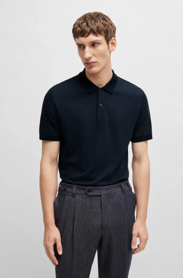 HUGO BOSS Polos>Polo De Ajuste Regular Em Algodão E Caxemira