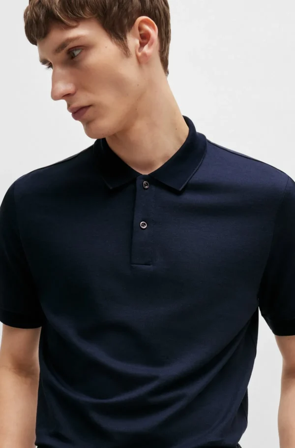 HUGO BOSS Polos>Polo De Ajuste Regular Em Algodão E Caxemira