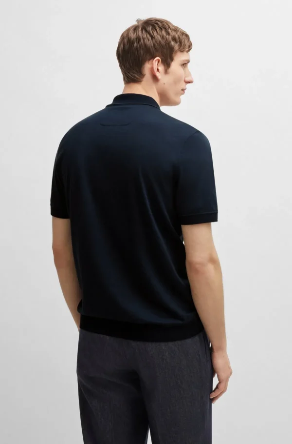 HUGO BOSS Polos>Polo De Ajuste Regular Em Algodão E Caxemira