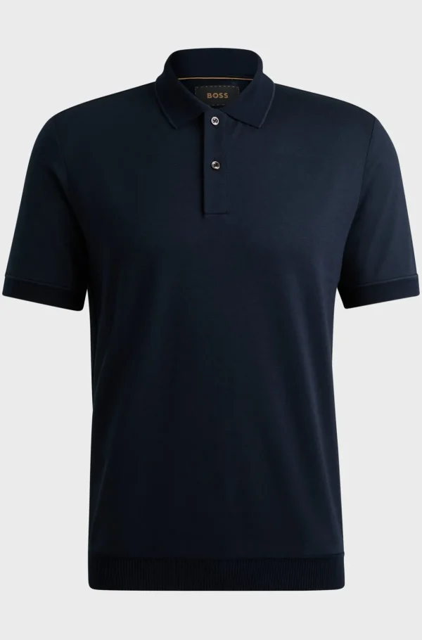 HUGO BOSS Polos>Polo De Ajuste Regular Em Algodão E Caxemira