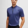 HUGO BOSS Polos>Polo De Ajuste Slim De Algodão Mercerizado Com Carcela Com Fecho