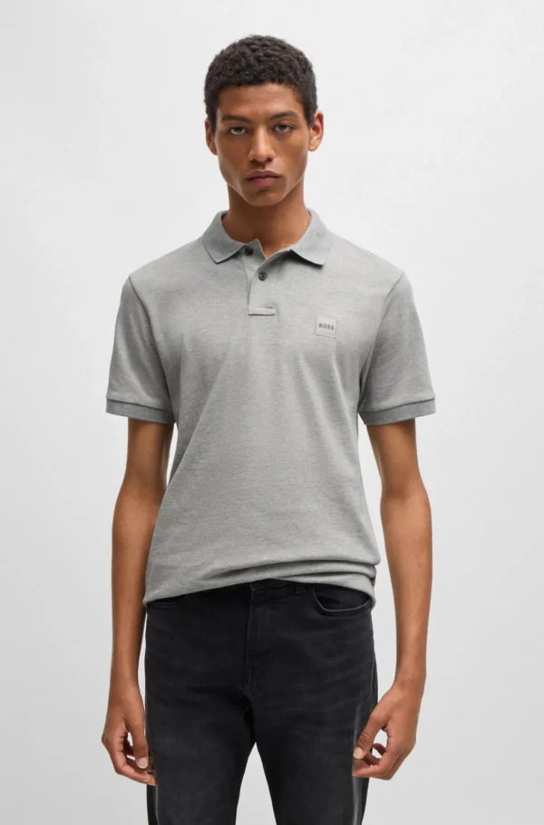 HUGO BOSS Polos>Polo De Ajuste Slim De Algodão Elástico Com Emblema De Logótipo