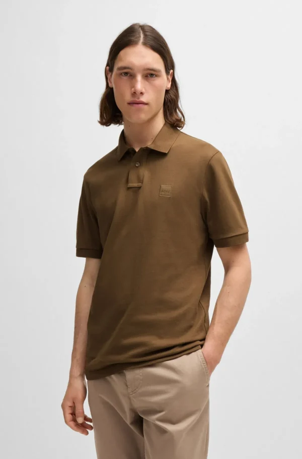 HUGO BOSS Polos>Polo De Ajuste Slim De Algodão Elástico Com Emblema De Logótipo