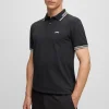 HUGO BOSS Polos>Polo De Ajuste Slim De Algodão Elástico Com Logótipo Curvo