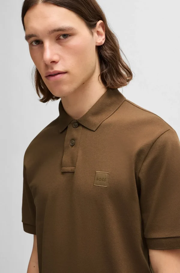 HUGO BOSS Polos>Polo De Ajuste Slim De Algodão Elástico Com Emblema De Logótipo