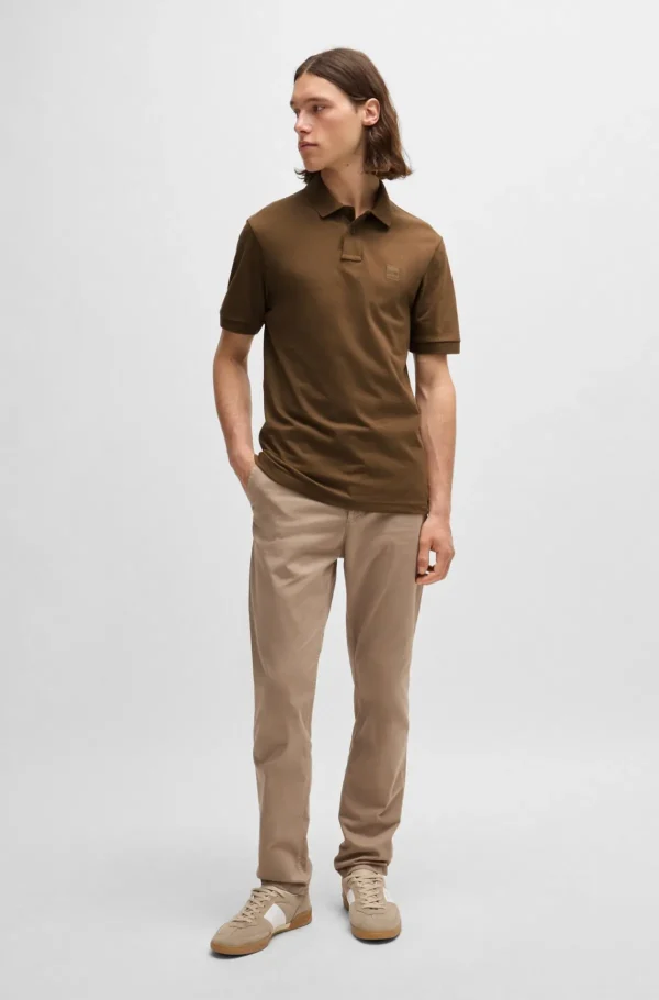 HUGO BOSS Polos>Polo De Ajuste Slim De Algodão Elástico Com Emblema De Logótipo