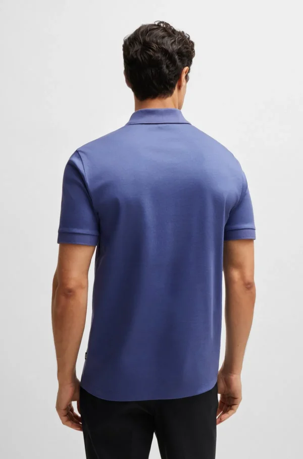 HUGO BOSS Polos>Polo De Ajuste Slim De Algodão Mercerizado Com Carcela Com Fecho