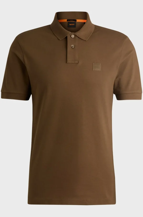 HUGO BOSS Polos>Polo De Ajuste Slim De Algodão Elástico Com Emblema De Logótipo