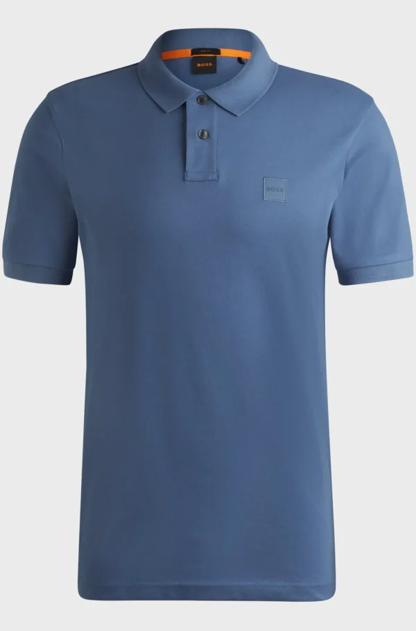 HUGO BOSS Polos>Polo De Ajuste Slim De Algodão Elástico Com Emblema De Logótipo