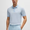 HUGO BOSS Polos>Polo De Ajuste Slim Em Algodão Mercerizado Bicolor