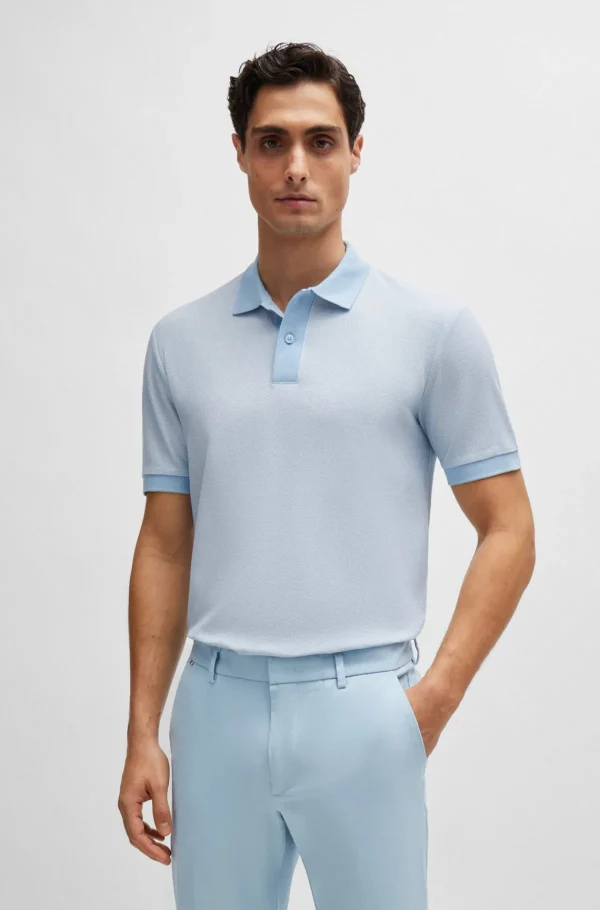 HUGO BOSS Polos>Polo De Ajuste Slim Em Algodão Mercerizado Bicolor