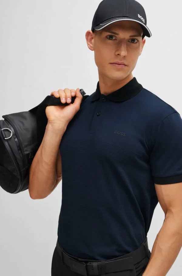 HUGO BOSS Golfe>Polo De Algodão Com Risca Estruturado Em Pipocas