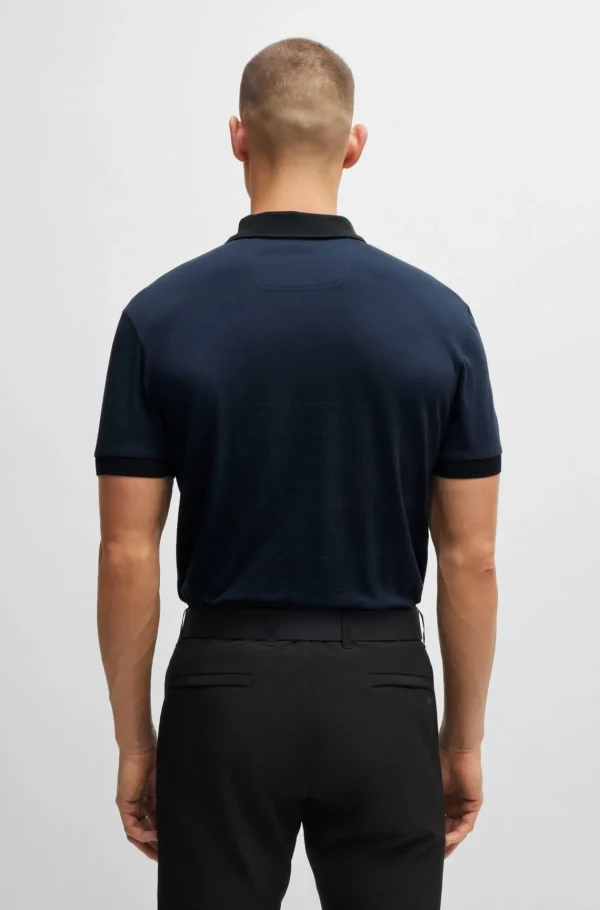 HUGO BOSS Golfe>Polo De Algodão Com Risca Estruturado Em Pipocas