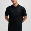 HUGO BOSS Polos>Polo De Algodão Entrelaçado Com Acabamento De Logótipo Sobreposto