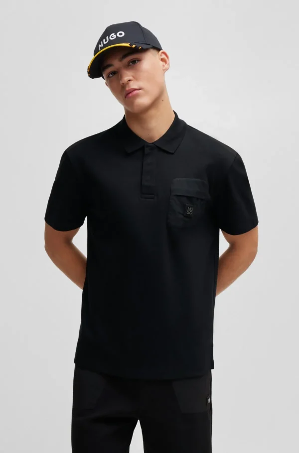 HUGO BOSS Polos>Polo De Algodão Entrelaçado Com Acabamento De Logótipo Sobreposto