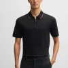 HUGO BOSS Polos>Polo De Algodão Estruturado Com Carcela De Fecho