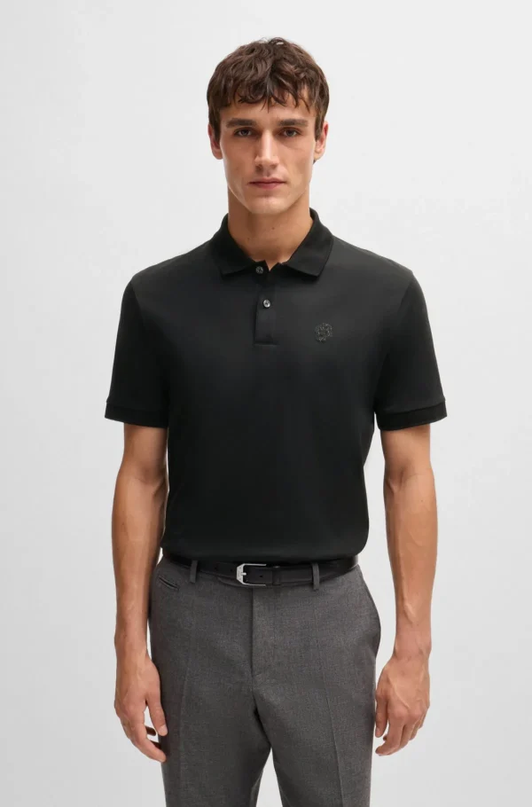 HUGO BOSS Polos>Polo De Algodão Mercerizado Com Monograma Double B