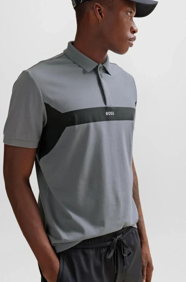 HUGO BOSS Golfe>Polo De Algodão Piqué Com Bloco De Cores E Logótipo