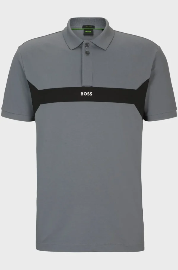 HUGO BOSS Golfe>Polo De Algodão Piqué Com Bloco De Cores E Logótipo