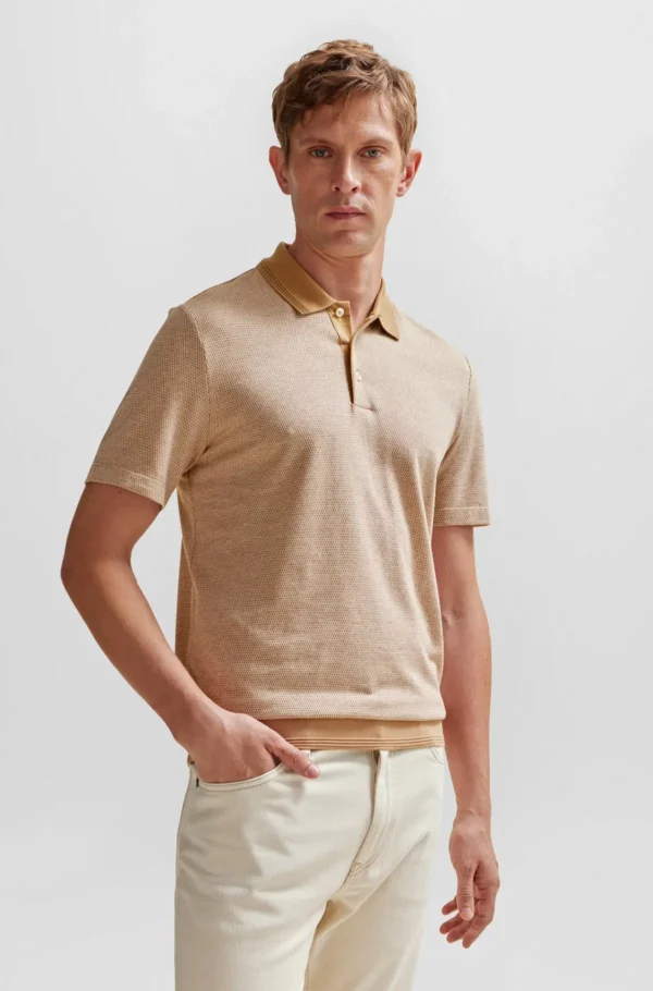 HUGO BOSS Polos>Polo De Estrutura De Bolhas Em Algodão E Caxemira