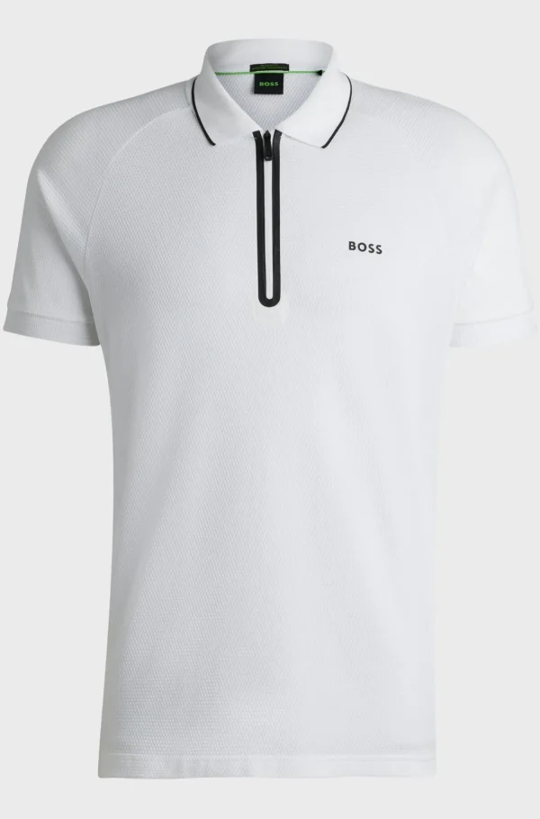 HUGO BOSS Golfe>Polo Em Algodão Estruturado Com Logótipo Com Contraste