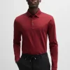 HUGO BOSS Polos>Polo Em Algodão Interlock Com Logótipo Bordado